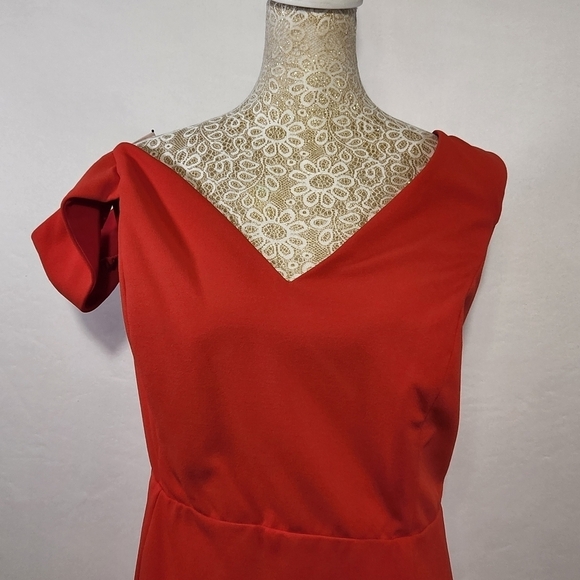 ABS Allen Schwartz Dress Gown Evening Red Deep V-Neck Knit Sleeveless Plus 24 - Picture 2 of 14